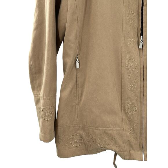 London Fog Windbreaker Jacket Womens Sz XLarge Beige Drawstring - Picture 10 of 13